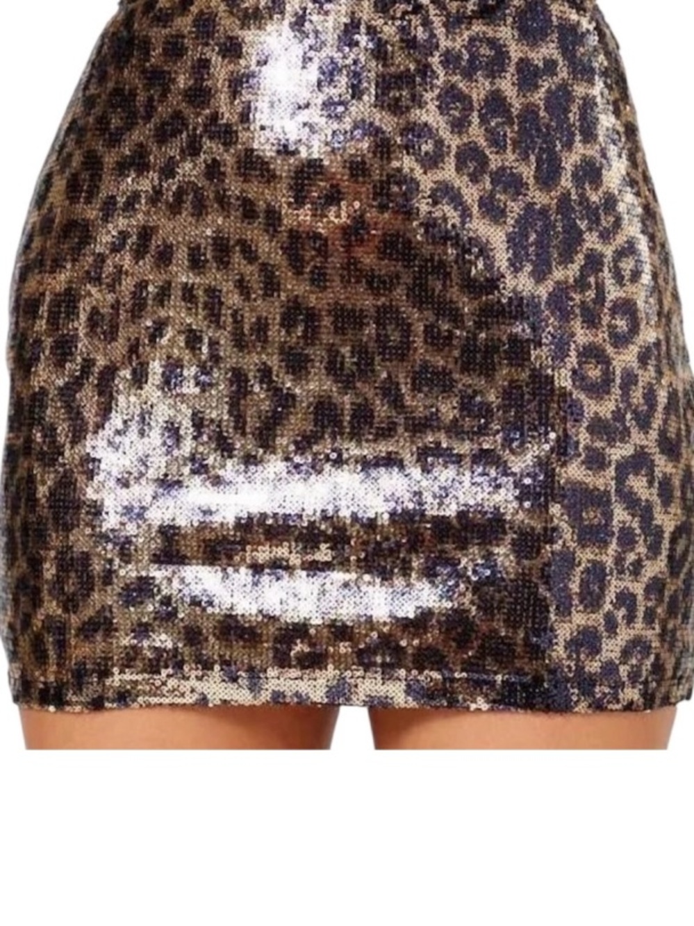 Altar'd State Leopard Sequin Mini Skirt Women’s S Small Brown Tan Black